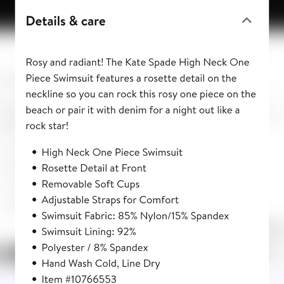 Kate Spade Women's Pink Rosette High Neck Swimsuit Size XS - NEW - Picture 10 of 10